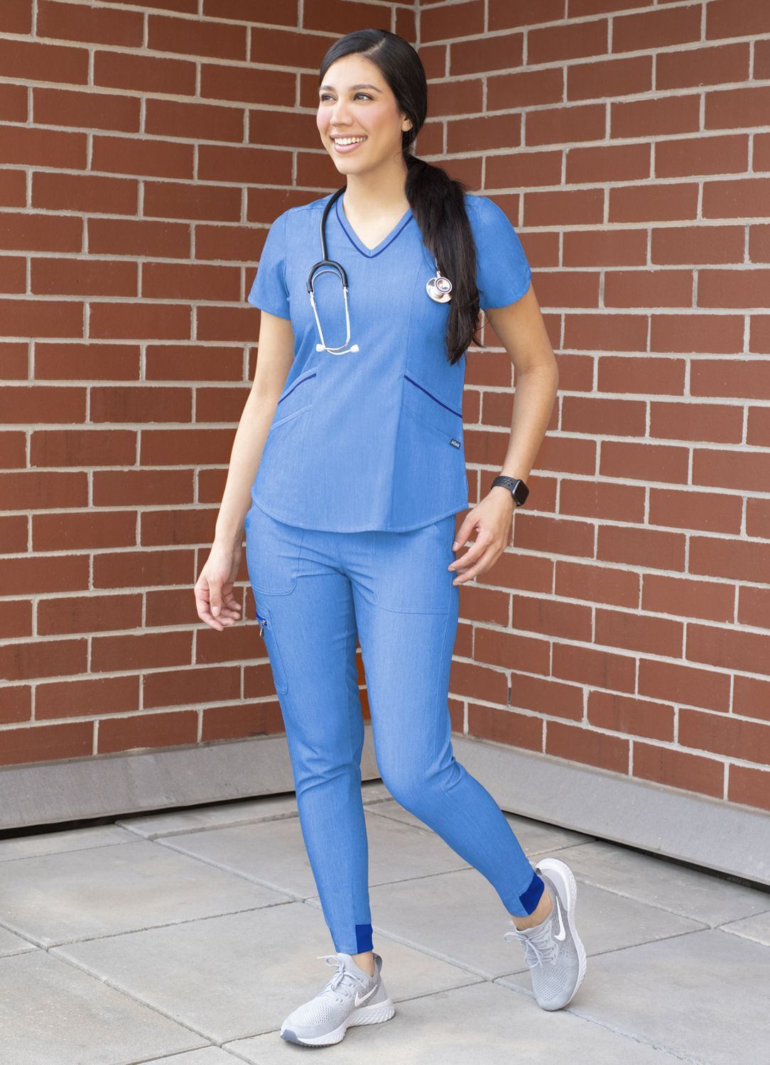 (ADAR) Women's Modern Athletic Jogger Scrub Set